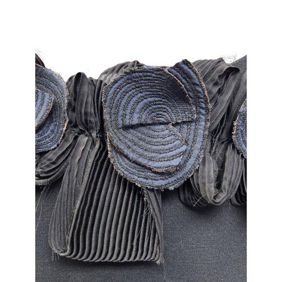 Taylor Navy and Black Swirl Design Floral Collar Sleeveless Sheath Dress - Picture 4 of 9